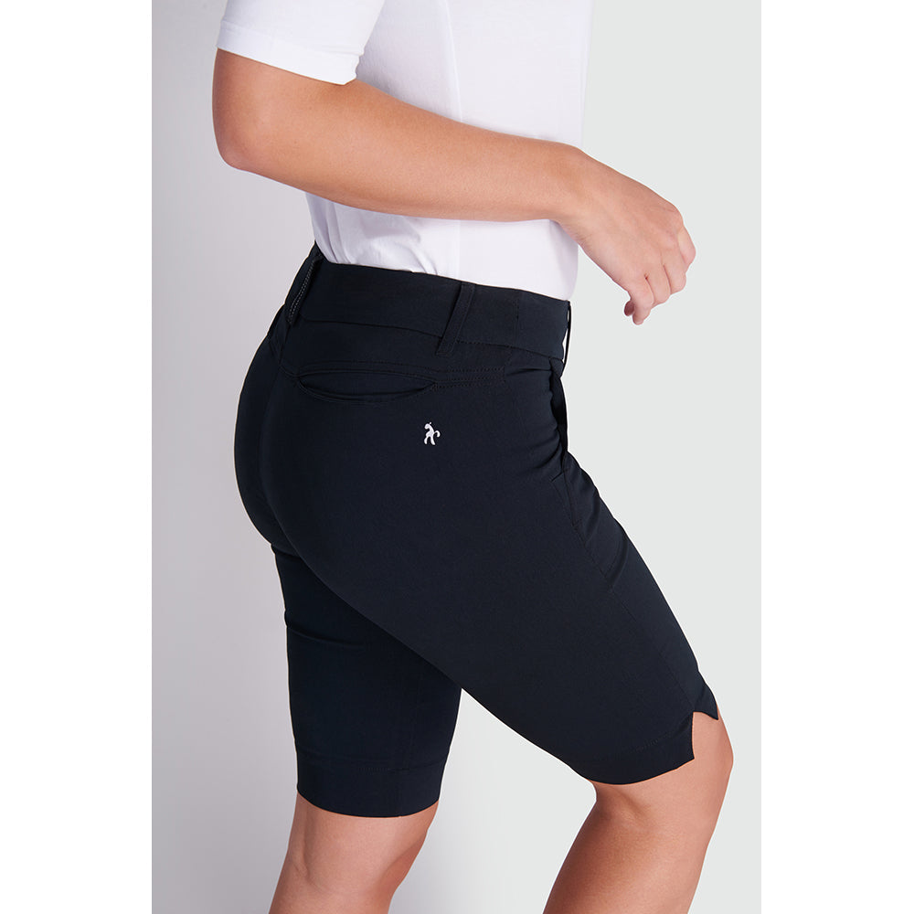 Green Lamb Ladies Stretch Pull-On Shorts in Black