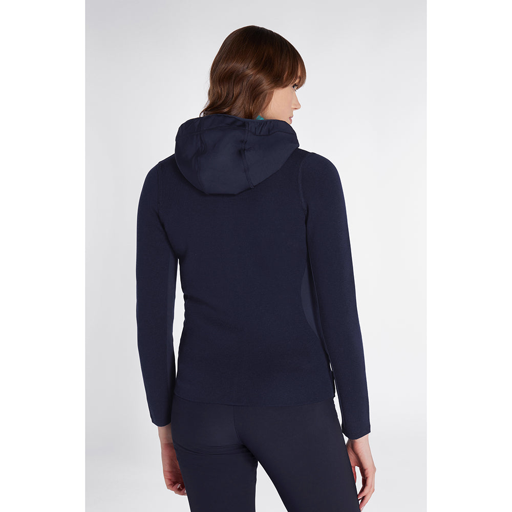 Green Lamb Ladies Hybrid Knit Jacket with Hood in Navy