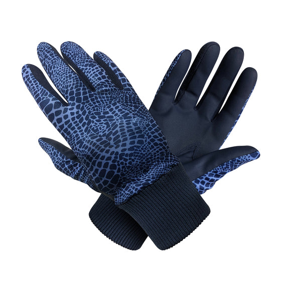 Surprizeshop Ladies Polar Stretch Thermal Glove in Navy Snakeskin Print