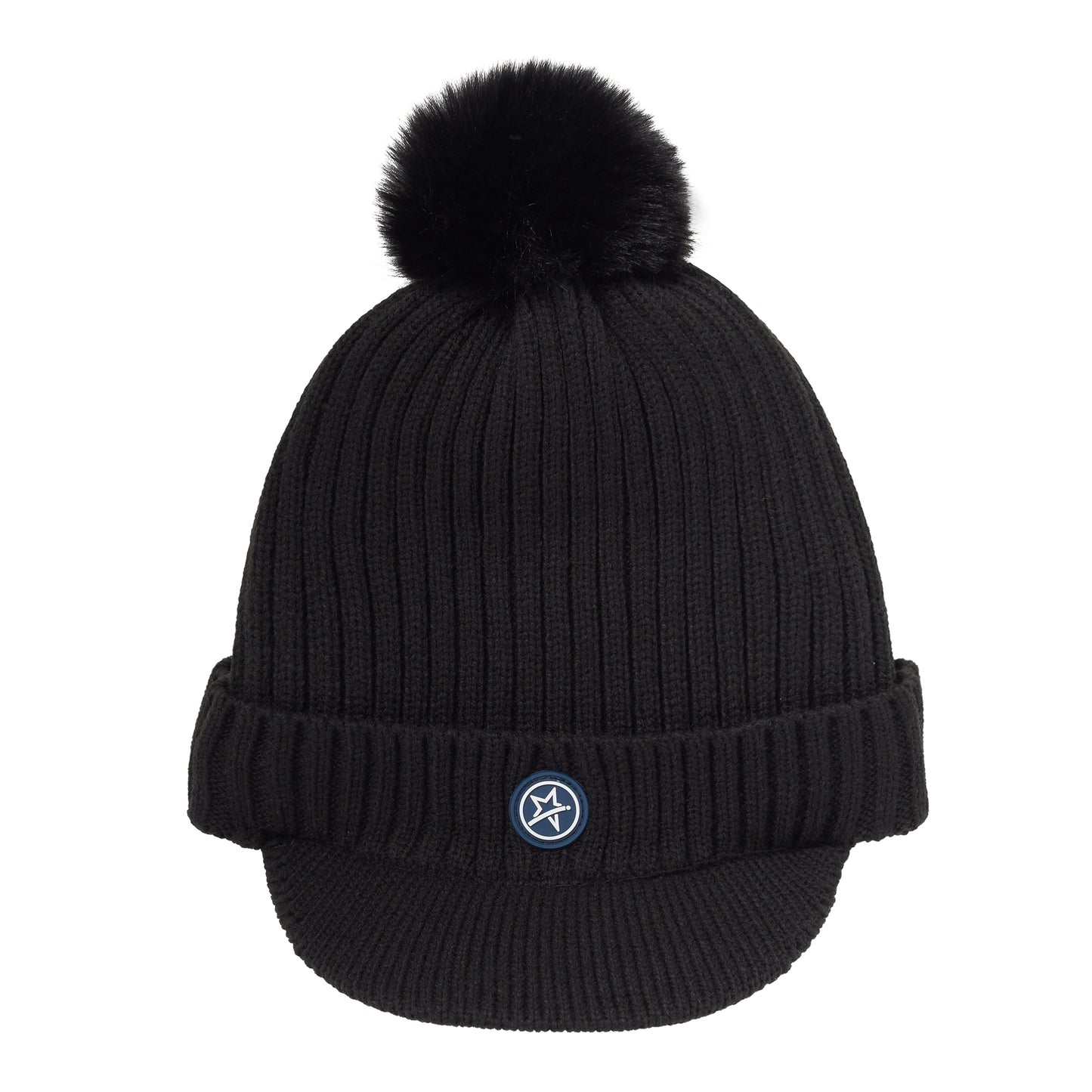 Swing Out Sister Ladies Fleece Lined Peak Bobble Hat in Black