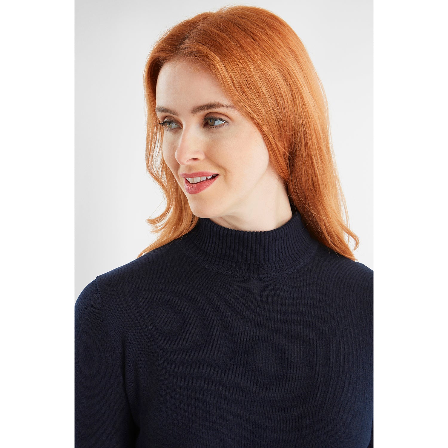 Green Lamb Ladies Cashmere Mix Roll Neck in Navy