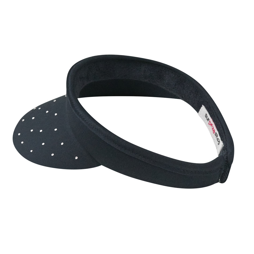 Surprizeshop Crystal Embellished Clip-On Visor with Ball Marker in Navy