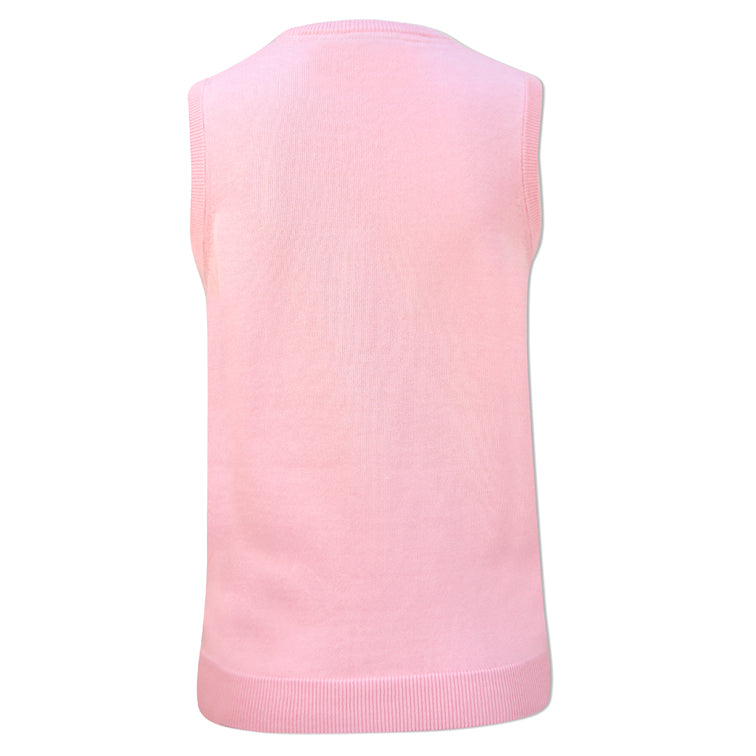 Glenmuir Ladies 100% Cotton Sleeveless V-Neck Sweater in Candy Pink