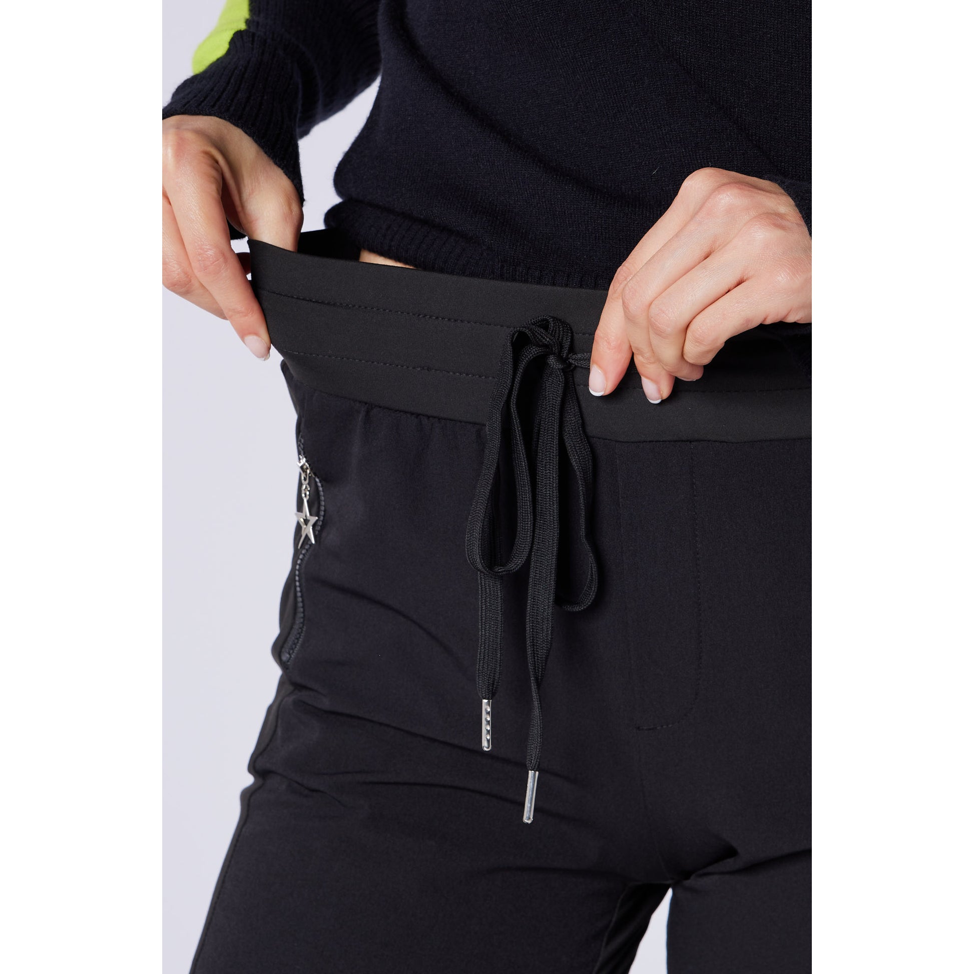 Swing Out Sister Ladies Wind Resistant Pull-On Stretch Jogger in Black