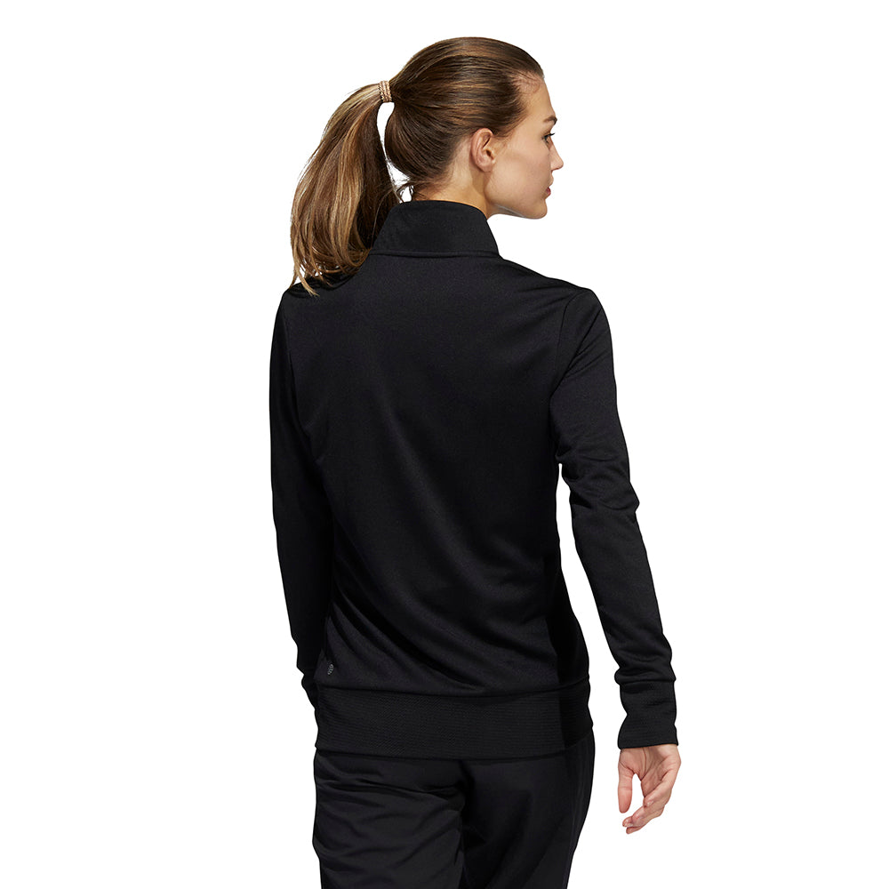 adidas Ladies Lightweight Textured Jersey Golf Jacket in Black