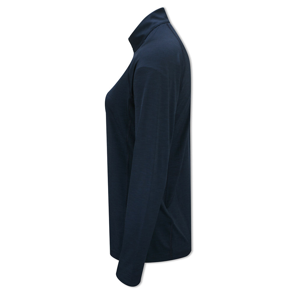 Puma Ladies 1/4 Zip YOU-V Long Sleeve Top with UPF 50+ in Navy Blazer Heather