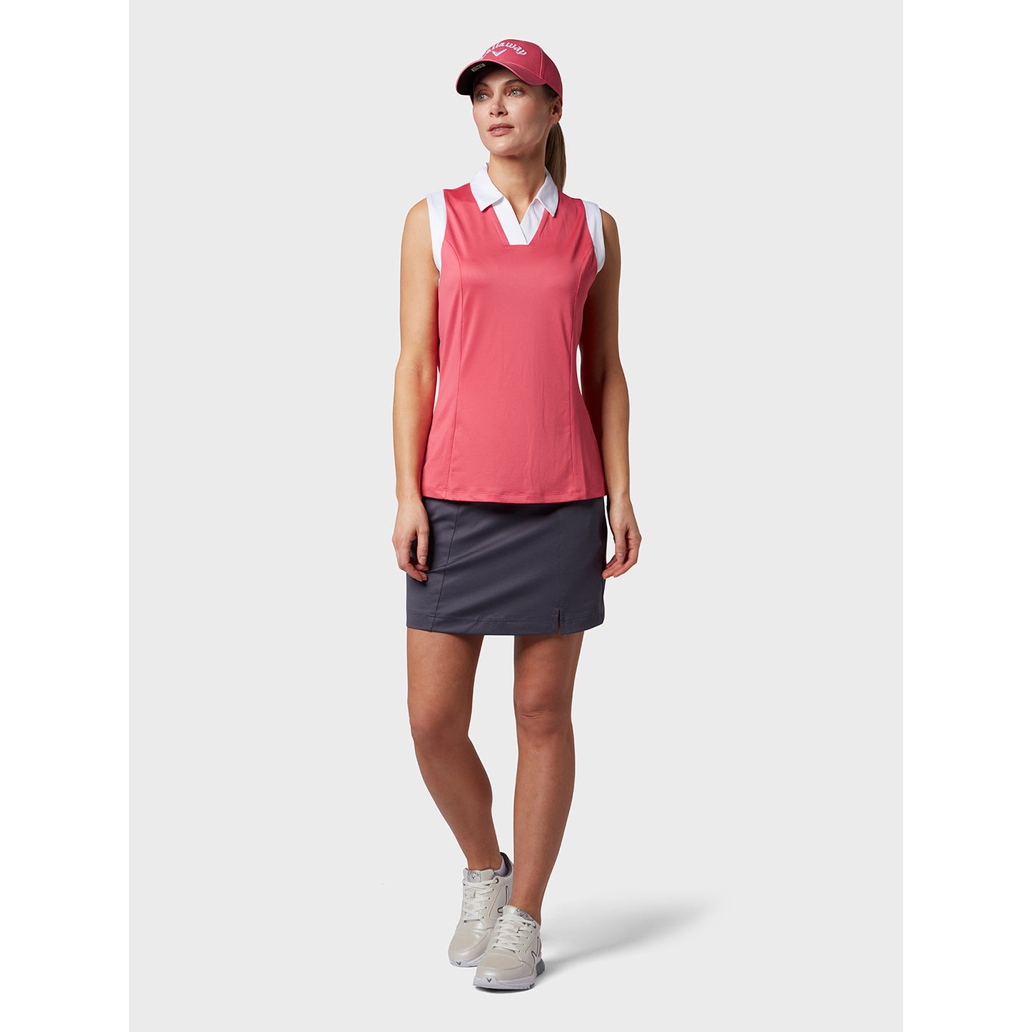 Callaway Ladies Sleeveless Colour Block Polo Shirt in Fruit Dove