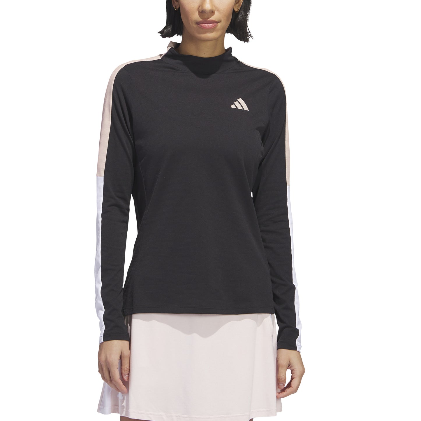 adidas Ladies Long Sleeve Colourblock Top with Mock Neck in Black