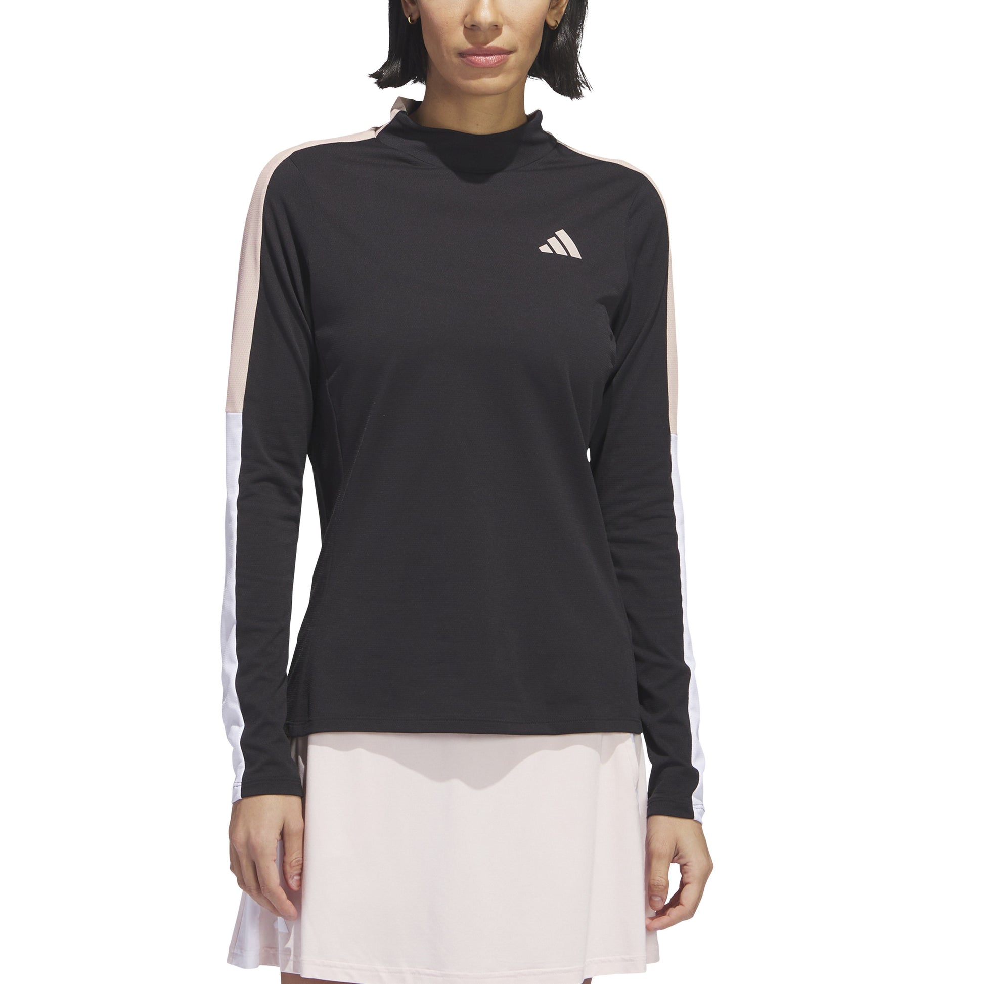 adidas Ladies Long Sleeve Golf Top with Mock Neck in Black