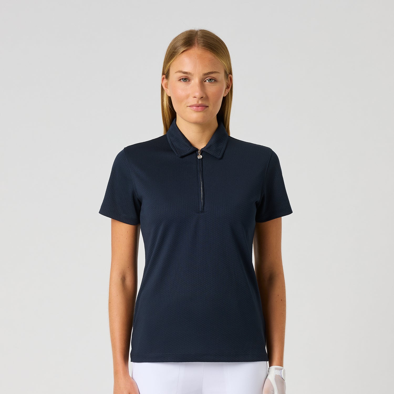 Daily Sports Honeycomb Structured Short Sleeve Polo in Navy - Move Freely on the Course