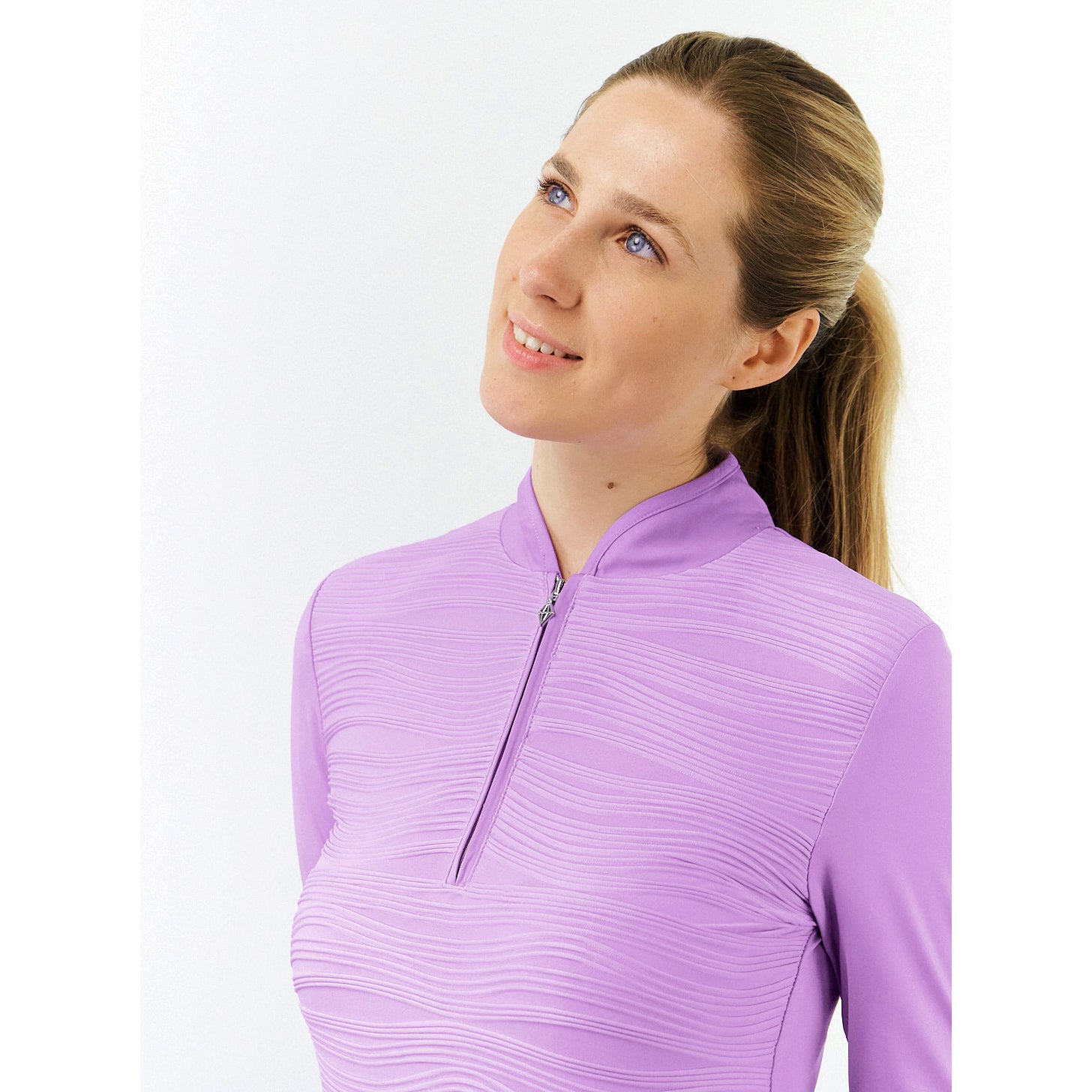 Pure Ladies Textured Long Sleeve Top in Lilac