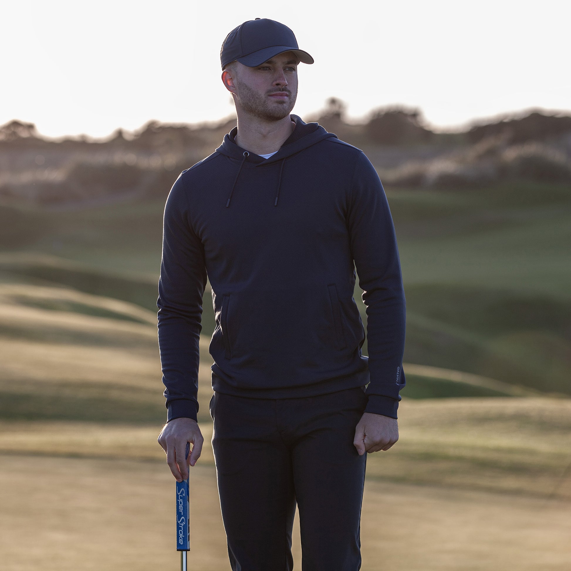 Galvin Green Mens Navy Mid-Layer with Adjustable Hood