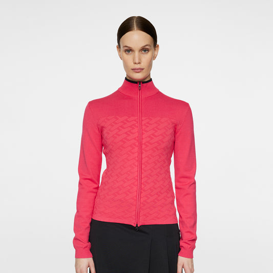 J Lindeberg Ladies Full-Zip Bridge Print Sweater