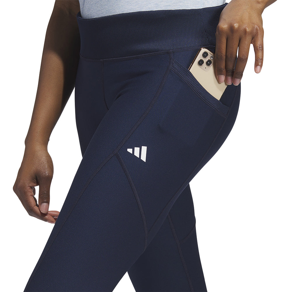 adidas Ladies Navy Golf Leggings with Ribbed Waistband - Last Pair XS Only Left