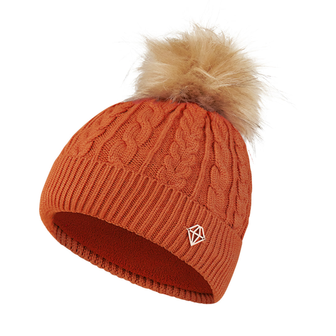 Pure Golf Ladies Lined Waterproof Bobble Hat with Cable Knit Design