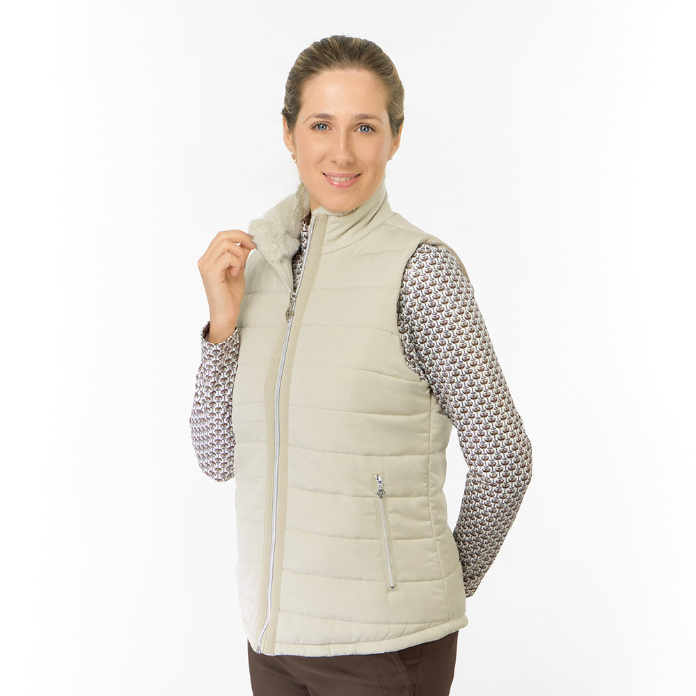 Pure Golf Ladies Insulated Faux Fur Collar Gilet 