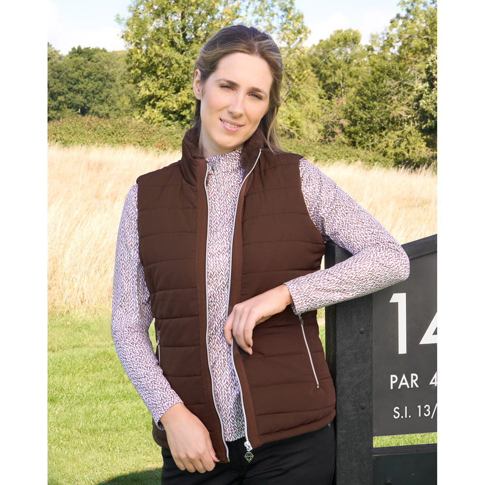 Pure Golf Ladies Insulated Faux Fur Collar Gilet 