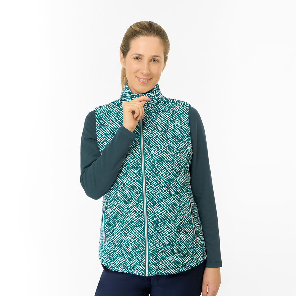 Pure Golf Ladies Printed Gilet - Teal with a Twist