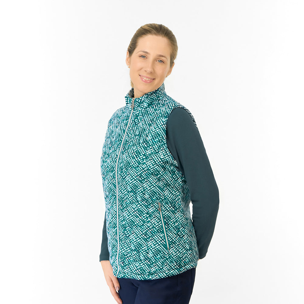 Pure Golf Ladies Printed Gilet - Teal with a Twist