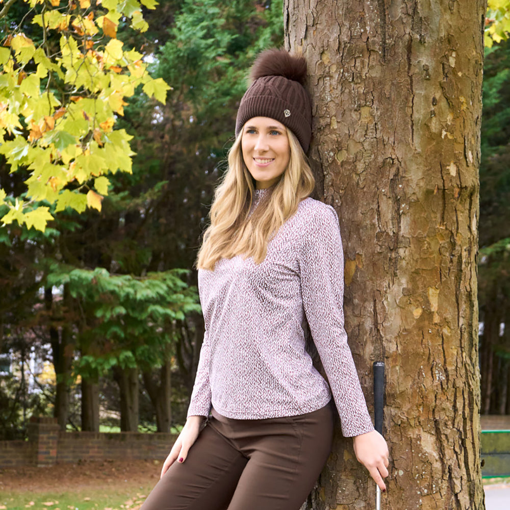 Pure Golf Ladies Long Sleeve Mid-Layer - Woven with Style in a Striking Print