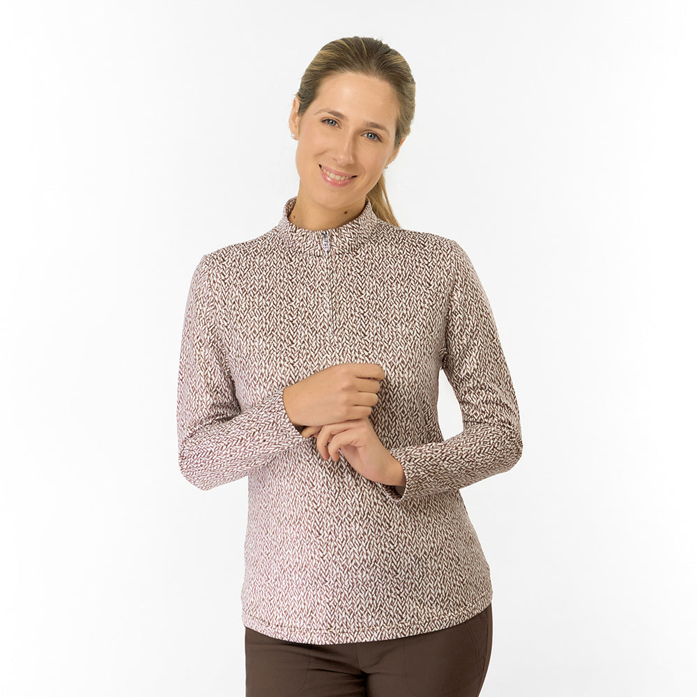 Pure Golf Ladies Long Sleeve Mid-Layer - Woven with Style in a Striking Print