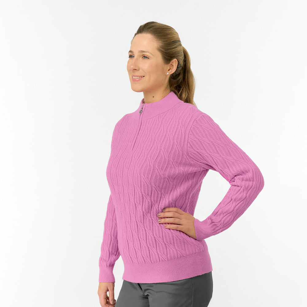 SavePure Golf Ladies Cable Knit Lined Sweater - Classic Knit, Contemporary Style