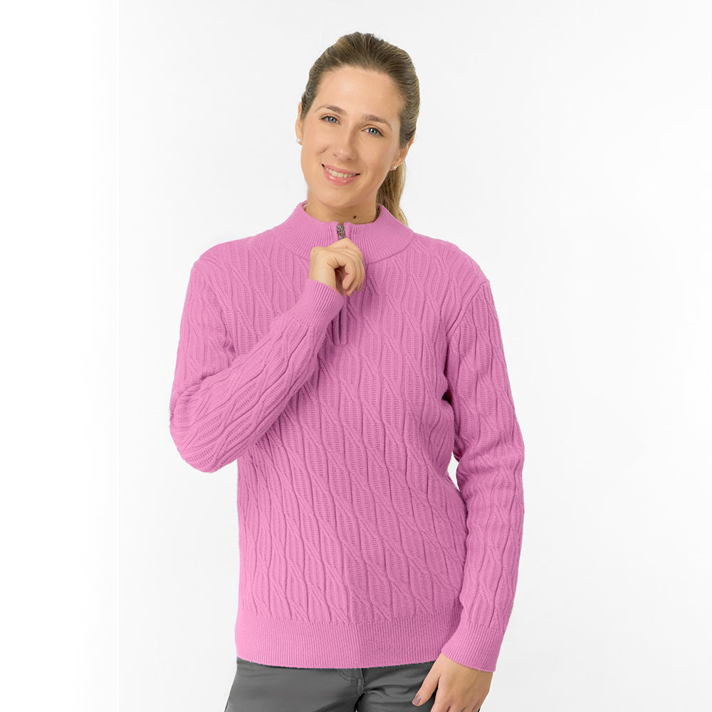 SavePure Golf Ladies Cable Knit Lined Sweater - Classic Knit, Contemporary Style