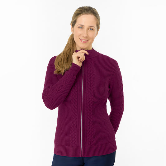 Pure Golf Ladies Cable Knit Lined Cardigan - Wrap Up in Style