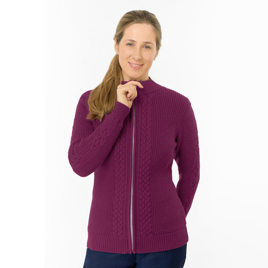Pure Golf Ladies Cable Knit Lined Cardigan - Wrap Up in Style