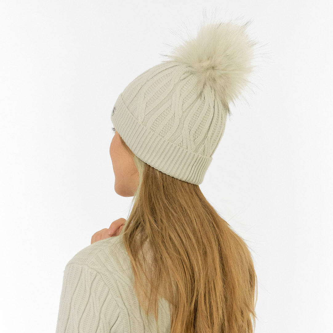 Pure Golf Ladies Lined Waterproof Bobble Hat with Cable Knit Design