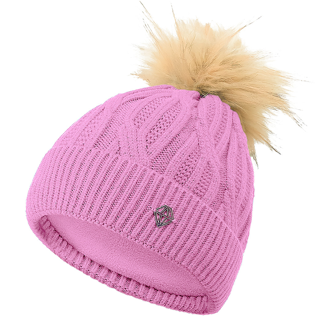 Pure Golf Ladies Lined Waterproof Bobble Hat with Cable Knit Design