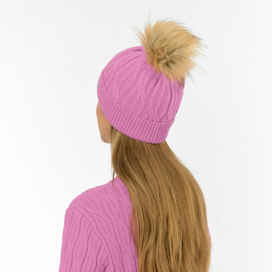Pure Golf Ladies Lined Waterproof Bobble Hat with Cable Knit Design