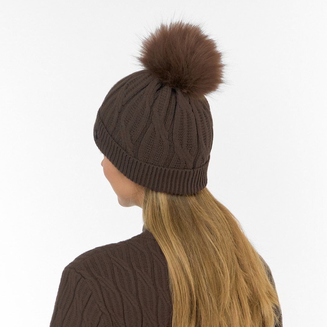 Pure Golf Ladies Lined Waterproof Bobble Hat with Cable Knit Design