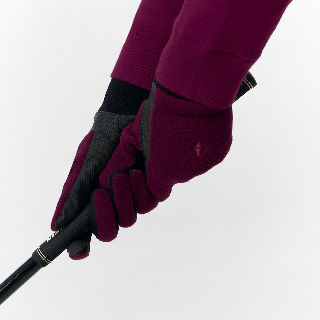 Pure Golf Ladies Glacier Pair of Polar Fleece Gloves in Morello Cherry
