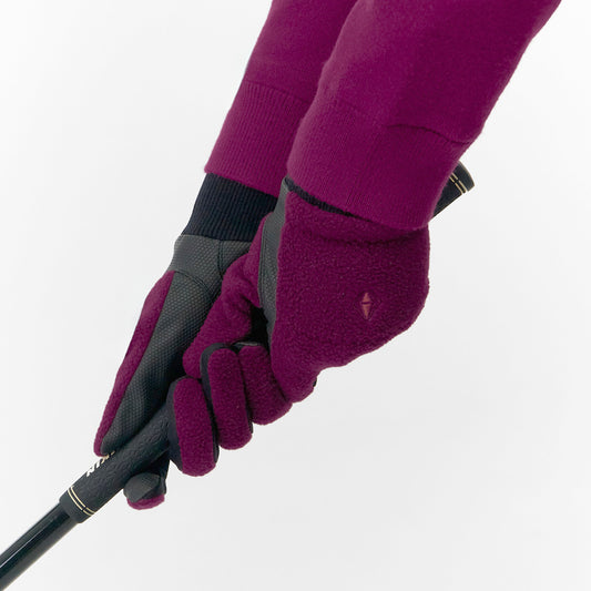 Pure Golf Ladies Glacier Pair of Polar Fleece Gloves in Morello Cherry