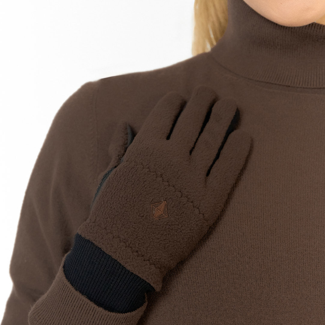 Pure Golf Ladies Glacier Pair of Polar Fleece Gloves in Cocoa Powder