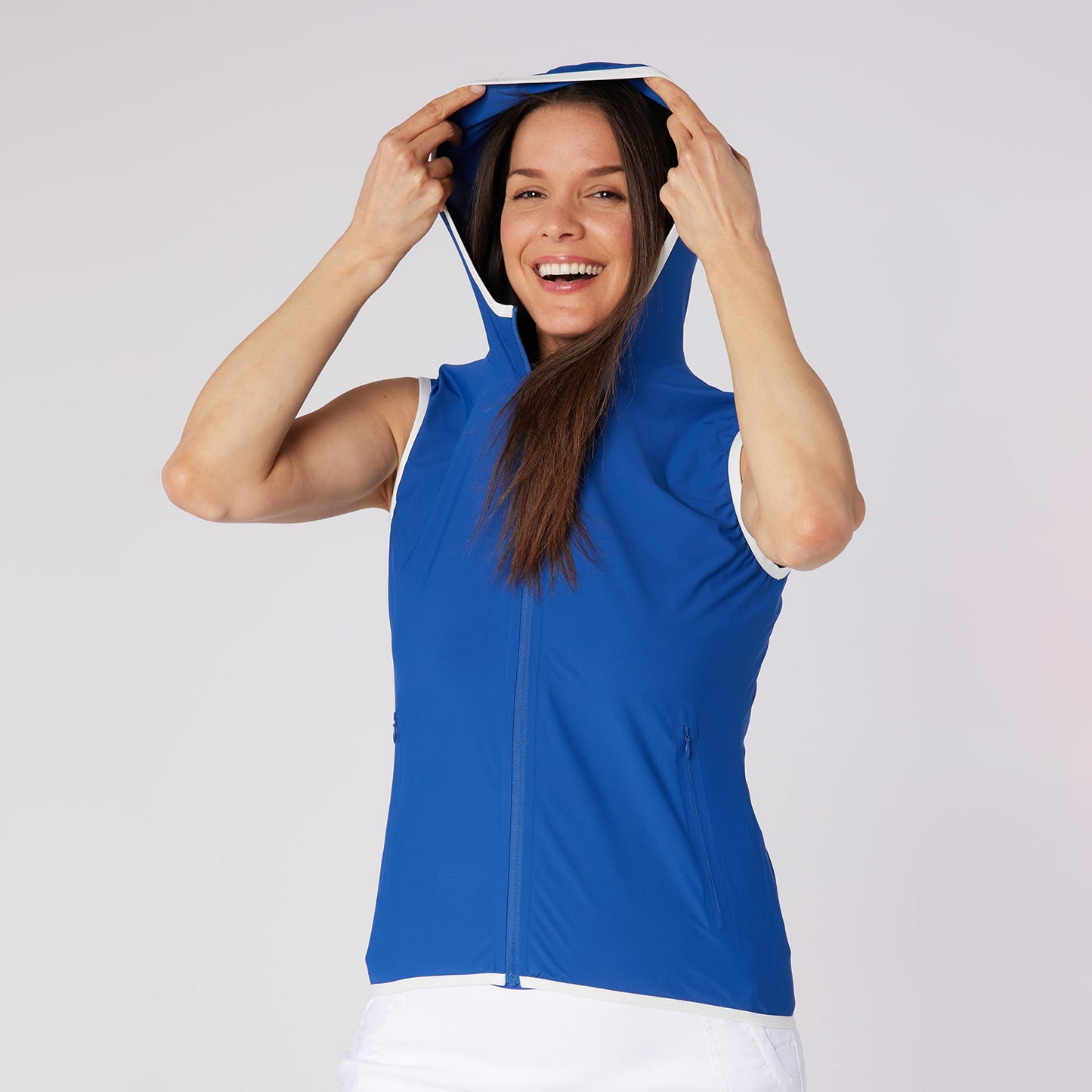 Swing Out Sister Ladies Gilet With Hood & Neat Trim - The Perfect Lightweight Layer For Spring