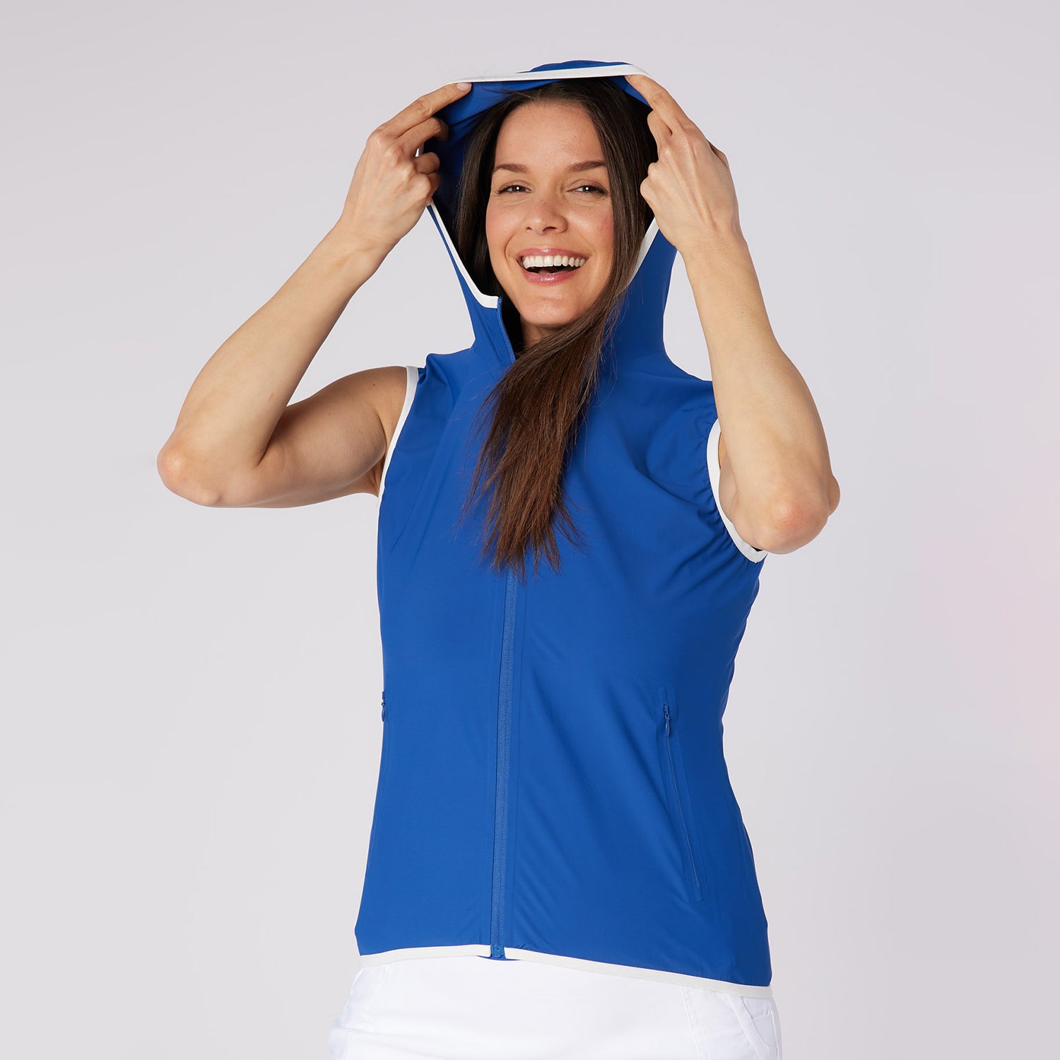 Swing Out Sister Ladies Gilet With Hood & Neat Trim - The Perfect Lightweight Layer For Spring