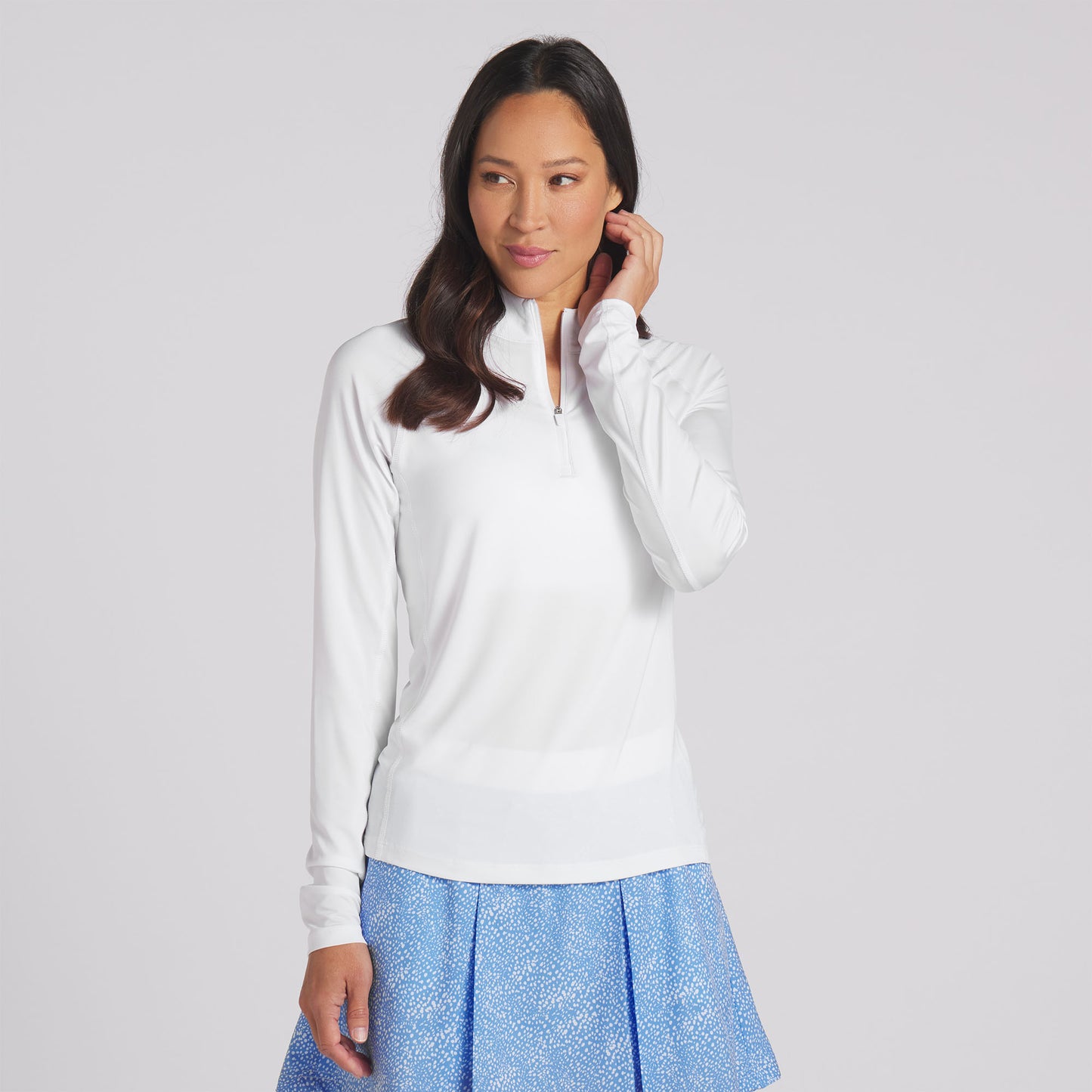 Puma Golf Women's White Glow Long Sleeve Top with Zip-Neck