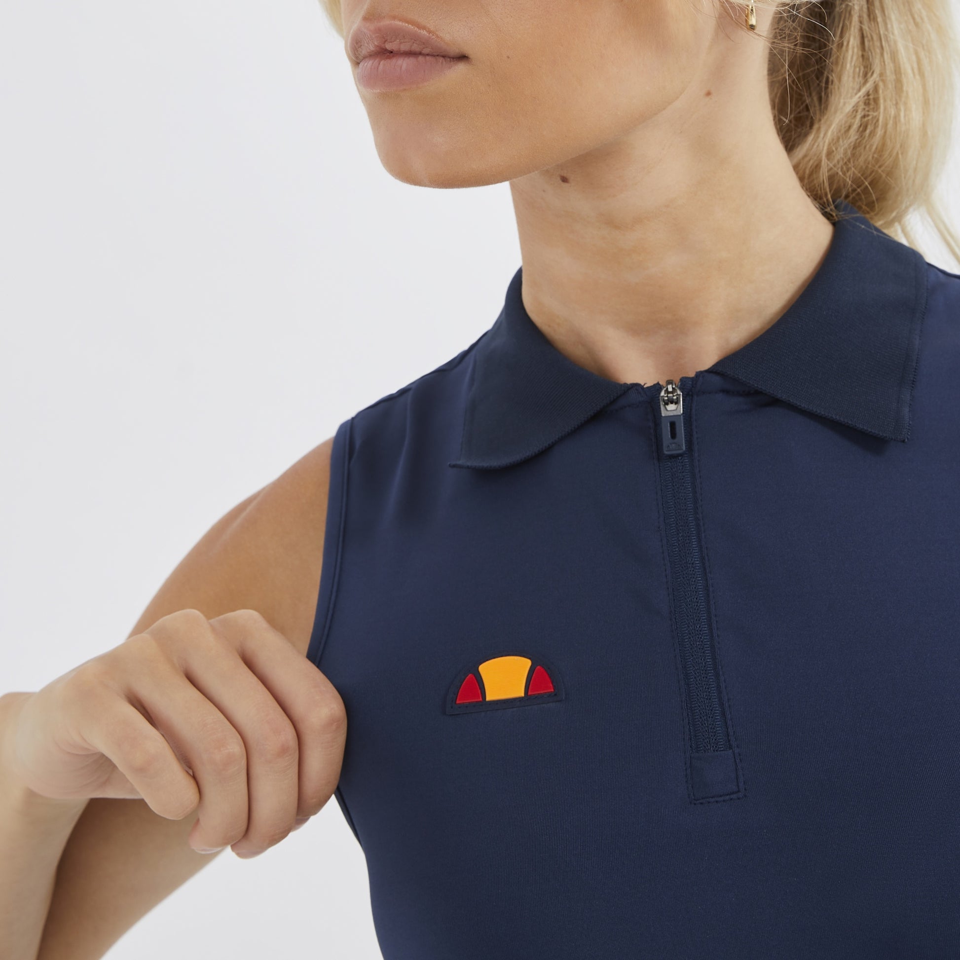 Ellesse Ladies Navy Zip-Neck Sleeveless Polo