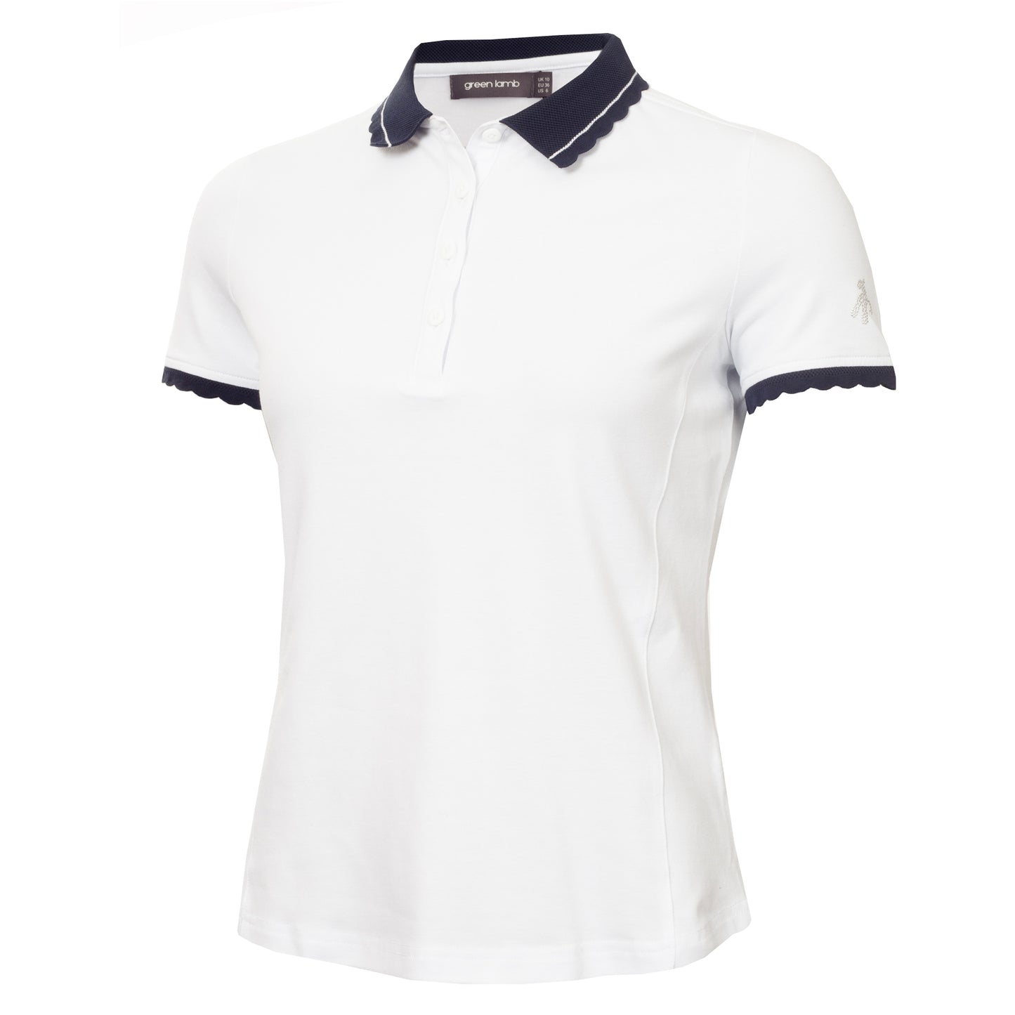 Green Lamb Ladies Short Sleeve Polo with Contrast Scalloped Trim