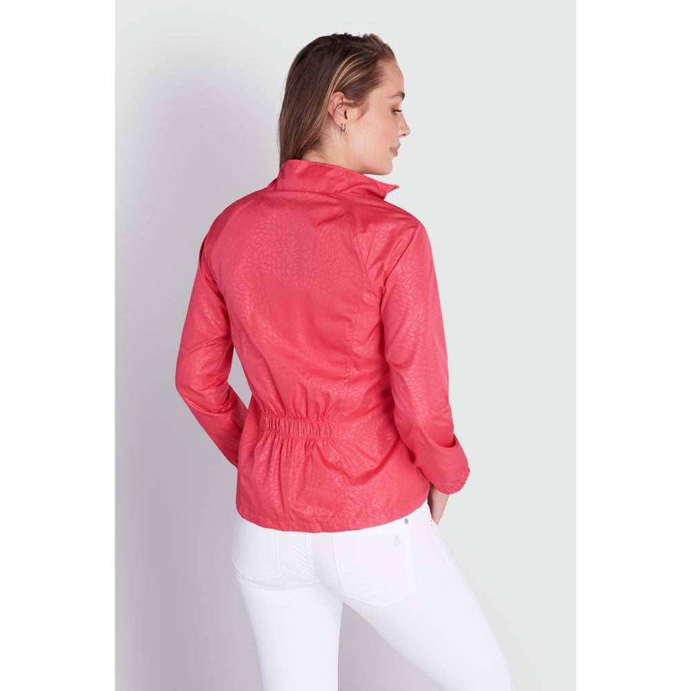 Green Lamb Ladies Raglan Sleeve Windbarrier Jacket in Strawberry Animal Print