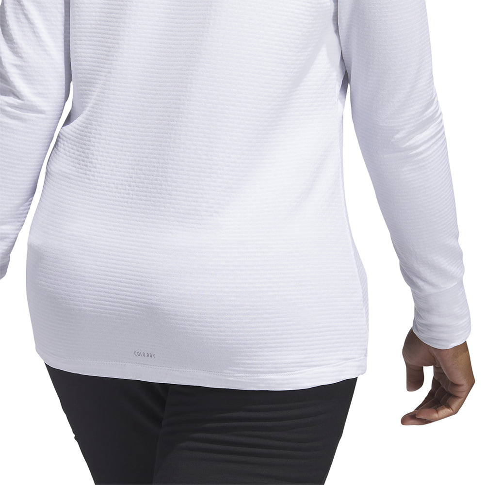 adidas Ladies Long Sleeve Golf Top with Mock Neck in White