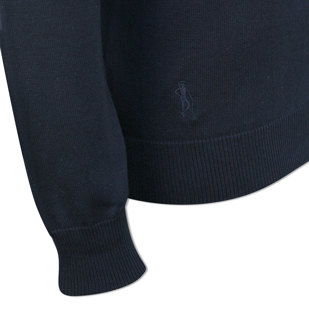 Glenmuir Ladies 100% Cotton Half-Zip Sweater in Navy Blue