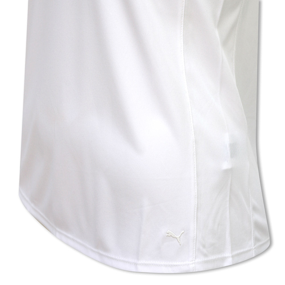 Puma Ladies Sleeveless Polo with Mesh Panels in Bright White - Last One XS Only Left