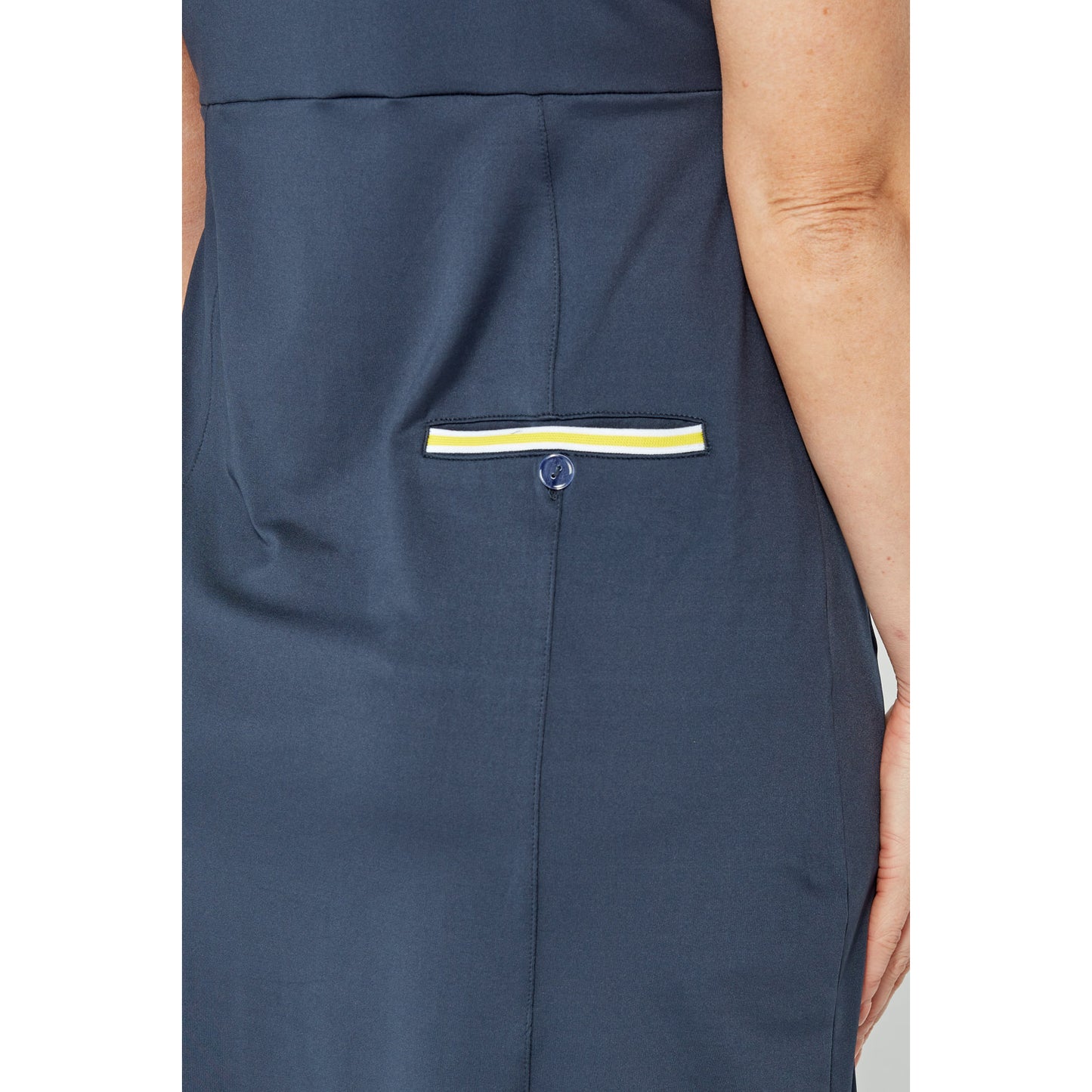 Swing Out Sister Women's Navy and Sunshine Cap Sleeve Dress