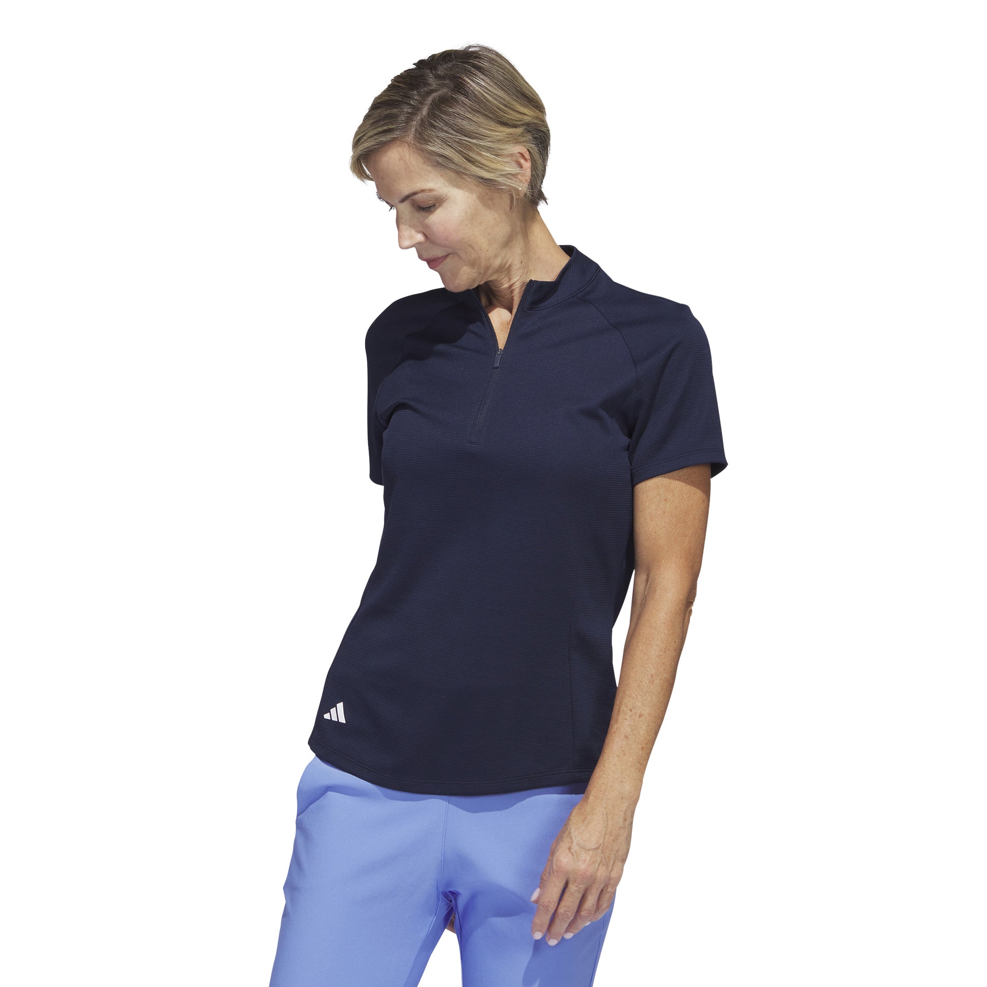 adidas Ladies Textured Short Sleeve Golf Polo in Collegiate Navy - Medium Only Left