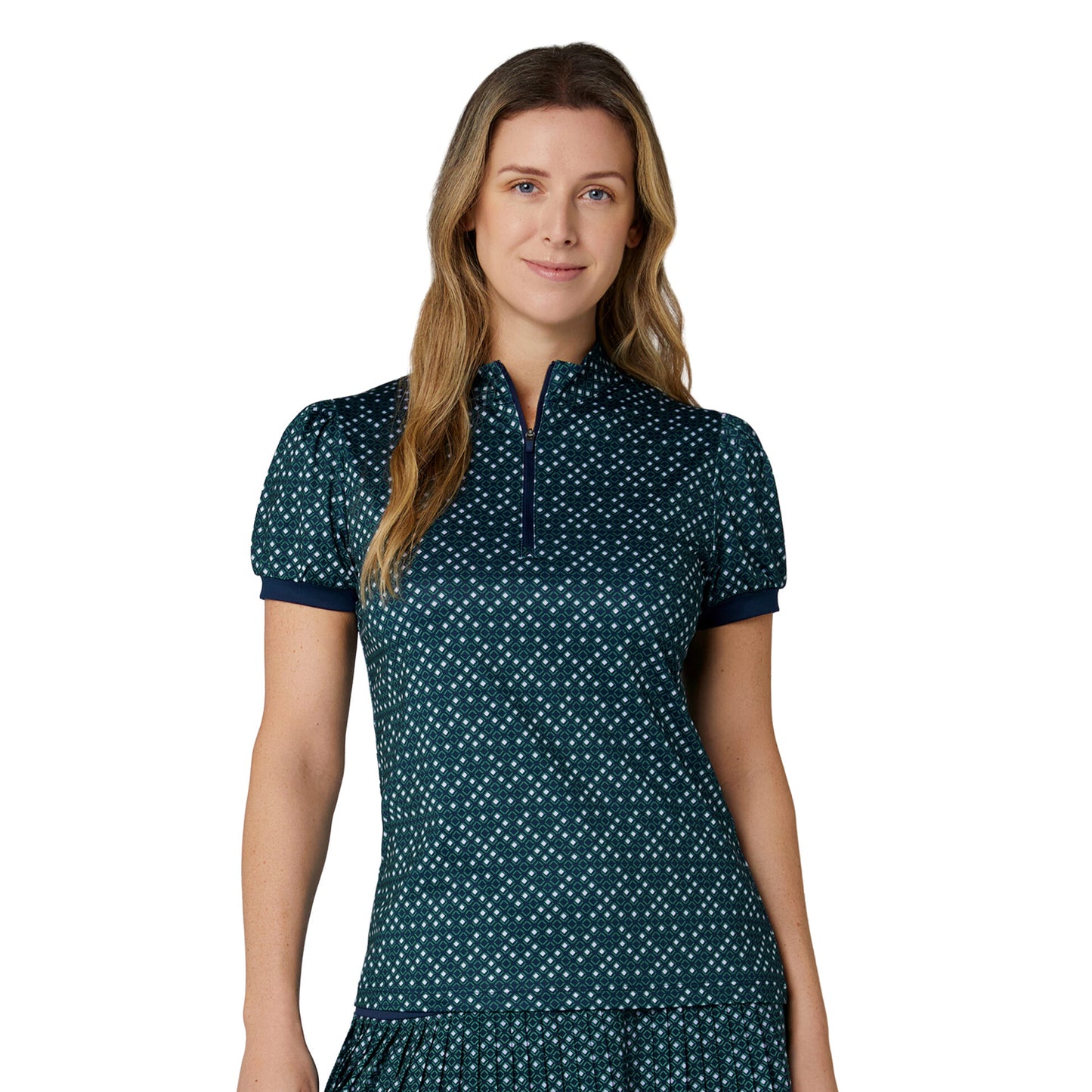 Callaway Ladies Geo Print Puff Sleeve Polo - Elegant & Performance Ready