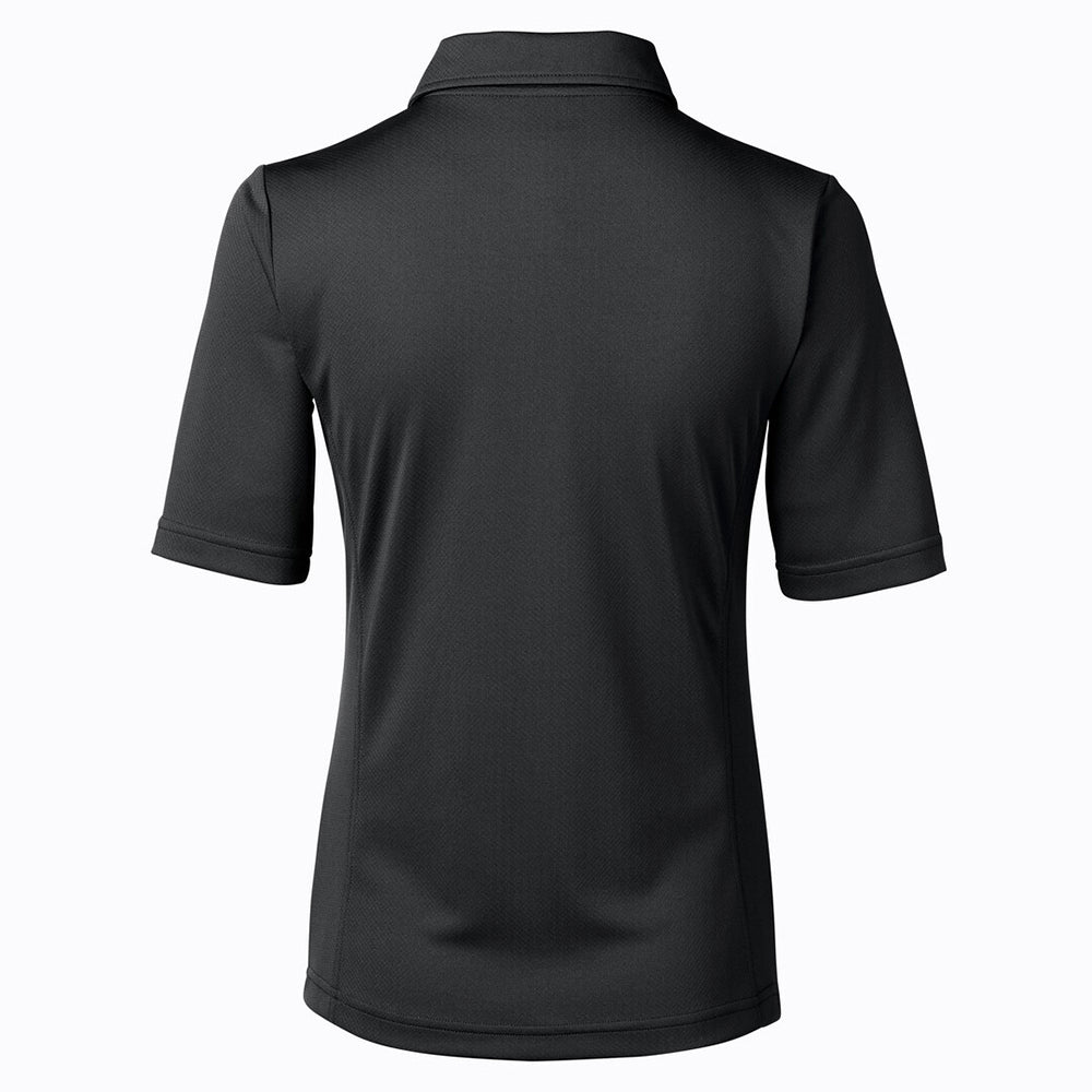 Daily Sports Ladies Half Sleeve Polo with Zip-Neck in Black