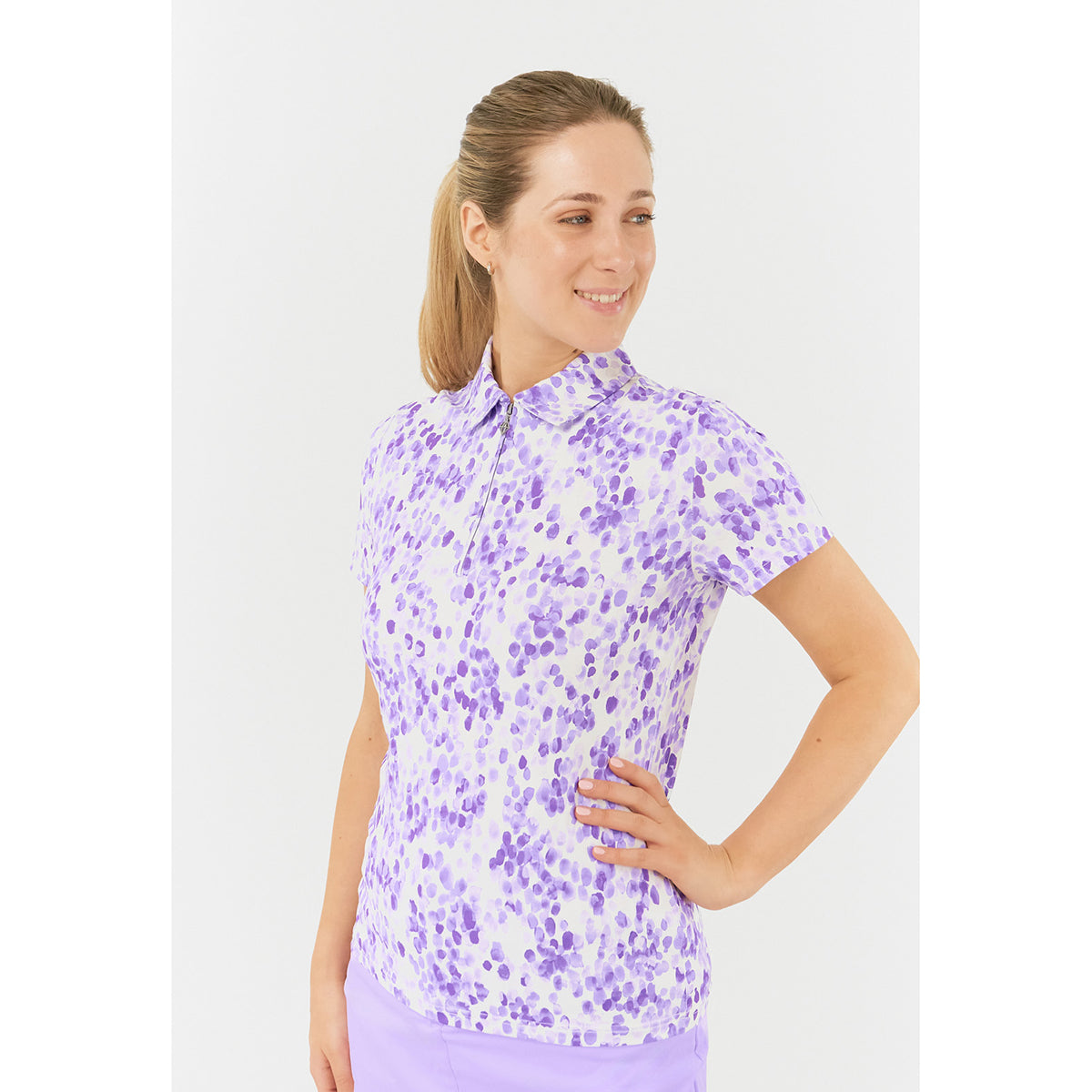 Pure Golf Ladies Short Sleeve Polo in Dapple Effect Print